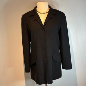 Vintage 90โs Emanuel Ungaro 100% wool black womenโs blazer size 10